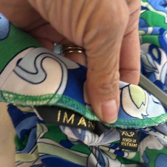 IMAN Blue and Green Flutter Sleeve Maxi Sun Dress - Picture 6 of 12